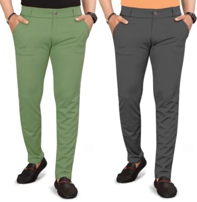 lapataclub Slim Fit Men Light Green, Grey Trousers