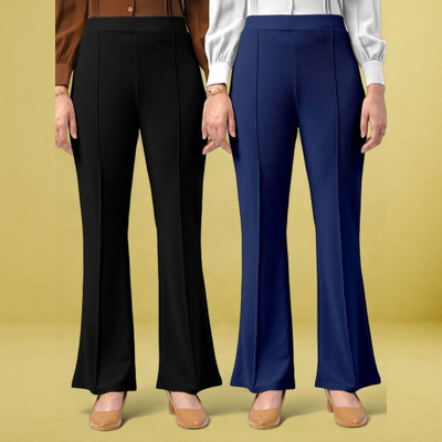 Anitafashion Loose Fit Women Black, Dark Blue Trousers