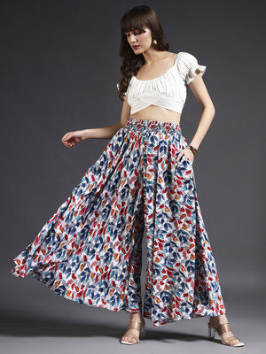 Emeros Flared Women Blue, Red, Multicolor Trousers