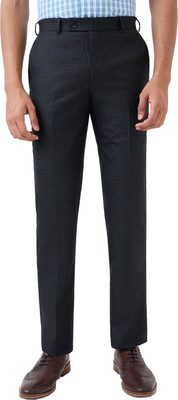 PARK AVENUE Regular Fit Men Dark Blue Trousers
