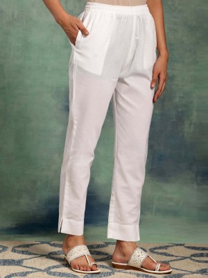 LIBAS Regular Fit Women White Trousers