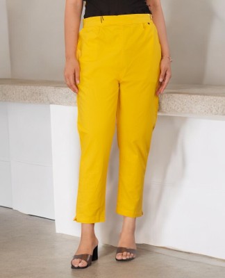 Dlifestyle Slim Fit Women Yellow Trousers