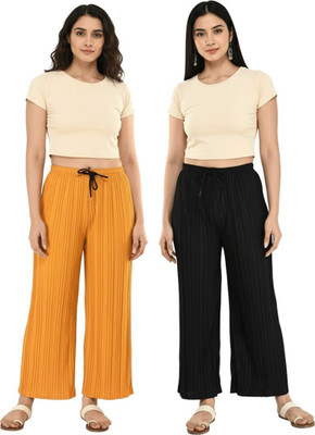 MODLYFASHION Comfort Fit Women Black, Yellow Trousers