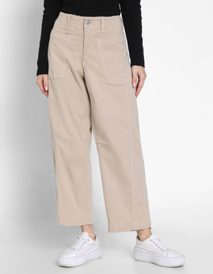 American Eagle Regular Fit Women Beige Trousers