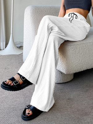 Rajovati Loose Fit Women White Trousers