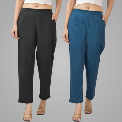 QuaClo Regular Fit Women Black, Blue Trousers