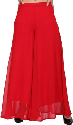 FIRST ARRIVAL Flared Women Red Trousers
