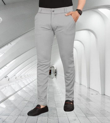 ISUEL FAB Slim Fit Men Grey Trousers