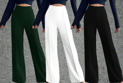 Parona Regular Fit Women Green, White, Black Trousers
