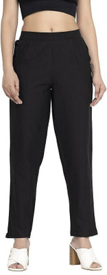HouseOfCommon Slim Fit Women Black Trousers