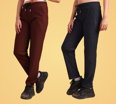 GIBBONTE Self Design Women Brown, Grey Track Pants