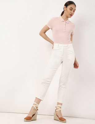MARKS & SPENCER Slim Fit Women White Trousers