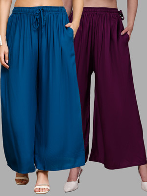VALLES365 by S.c. Flared Women Purple, Blue Trousers