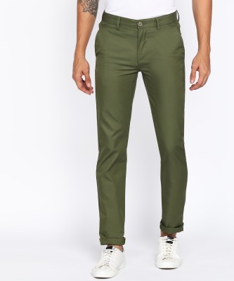 PETER ENGLAND Slim Fit Men Green Trousers