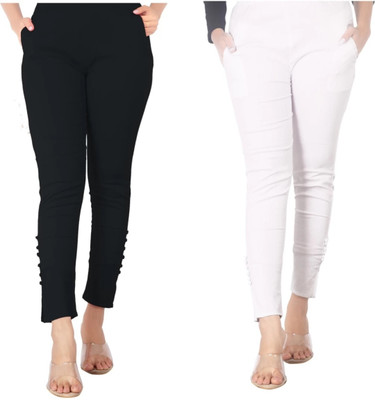 Femies Ankle Length Western Wear Legging(Black, White, Solid)