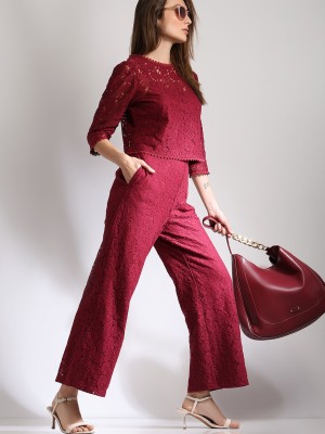 VERO MODA Relaxed Women Maroon Trousers