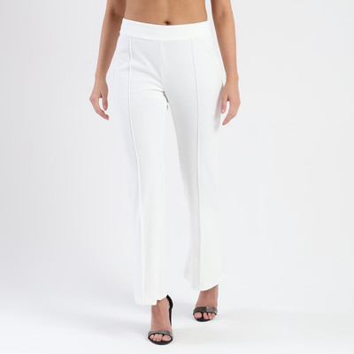 MADAME Straight Fit Women White Trousers