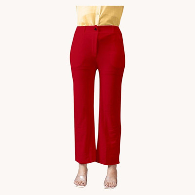 High Glitz Regular Fit Women Red Trousers