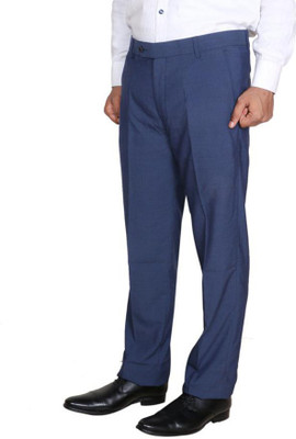 IndiWeaves Regular Fit Men Blue Trousers