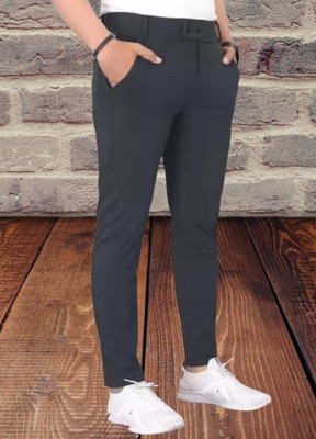 CIVIRASTYLE Slim Fit Men Grey Trousers