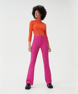Sinsay Flared Women Pink Trousers
