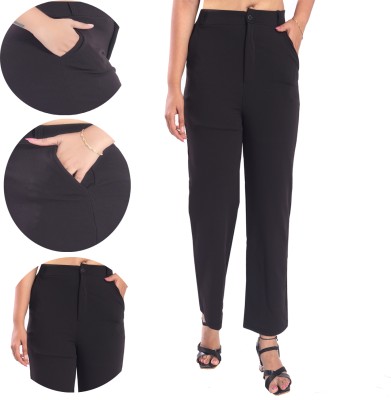 Fashion Bazaar Regular Fit Women Black Trousers