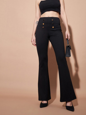 SASSAFRAS Flared Women Black Trousers