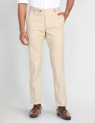 ARROW Regular Fit Men Beige Trousers