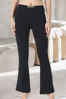 POPWINGS Regular Fit Women Black Trousers
