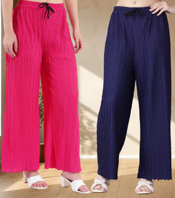 KWSH Regular Fit Women Pink, Blue Trousers