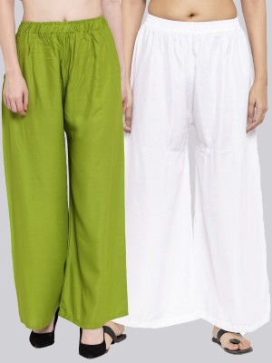 VALLES365 by S.c. Flared Women White, Light Green Trousers