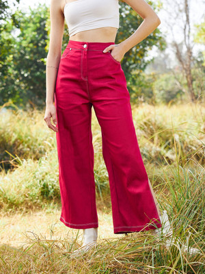 ATHENA Regular Fit Women Maroon Trousers
