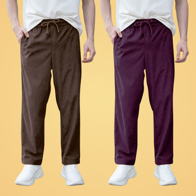 GIBBONTE Solid Men Brown, Multicolor Track Pants