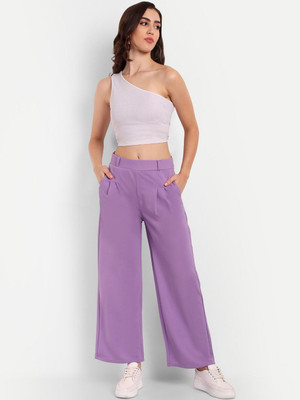 Broadstar Straight Fit Women Purple Trousers