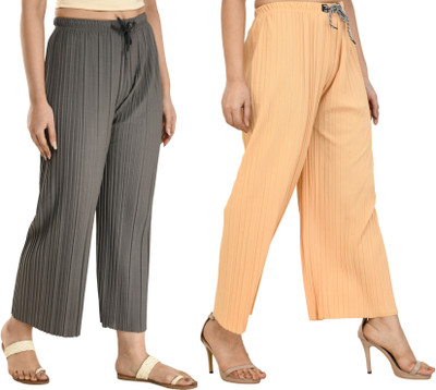 GLOWIC Regular Fit Women Grey, Beige Trousers