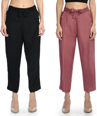 Navelly Regular Fit Women Black, Pink Trousers