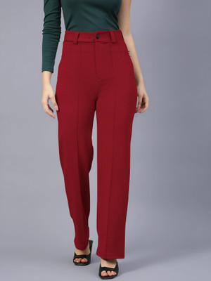 Maheshvi Regular Fit Women Maroon Trousers