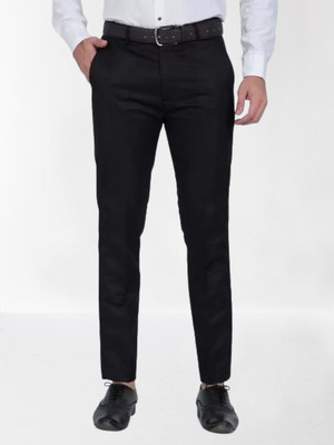 Kurus Regular Fit Men Black Trousers