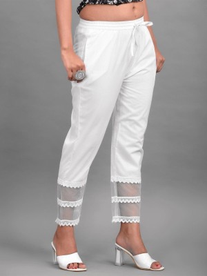 HATHELI Regular Fit Women White Trousers