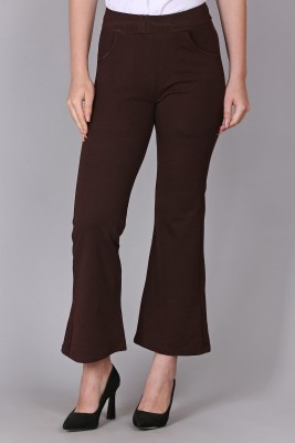 Aileyis Regular Fit Women Brown Trousers