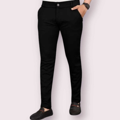 Raienterprises Slim Fit Men Black Trousers