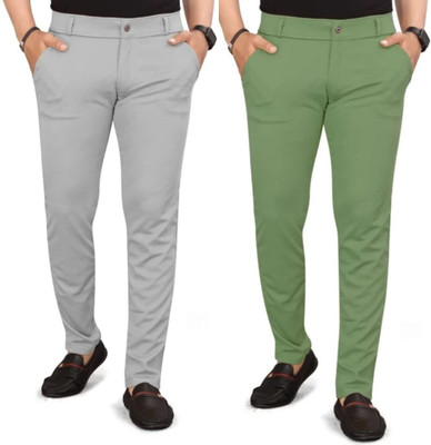 kdsn Slim Fit Men Grey, Light Green Trousers
