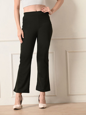 OWL MINK Flared Women Black Trousers