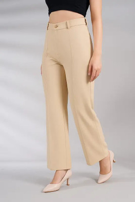 NAIDA Regular Fit Women Beige Trousers