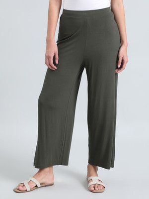 GO COLORS Relaxed Women Green Trousers