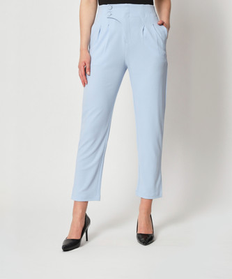 Zastraa Slim Fit Women Blue Trousers