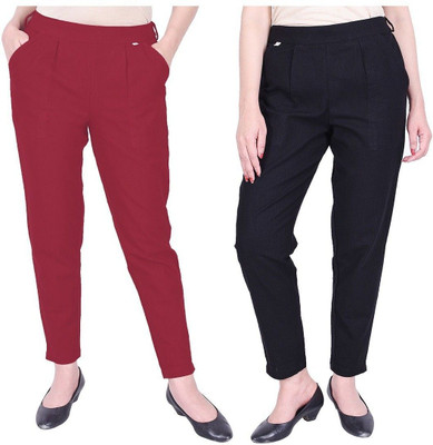 HouseOfCommon Comfort Fit Women Maroon Trousers
