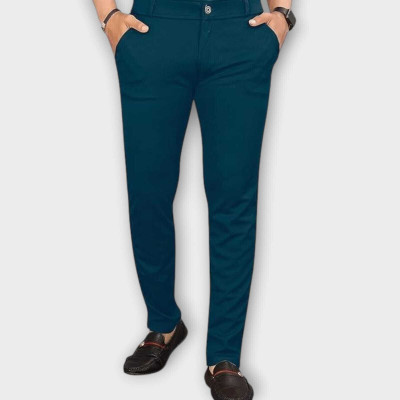 Vilantra Collection Slim Fit Men Green Trousers