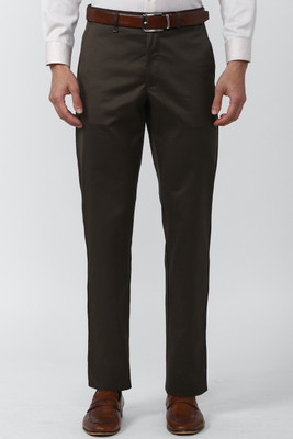 VAN HEUSEN Regular Fit Men Brown Trousers