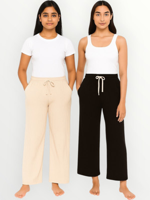 EpicDesigns Comfort Fit Women Beige, Black Trousers